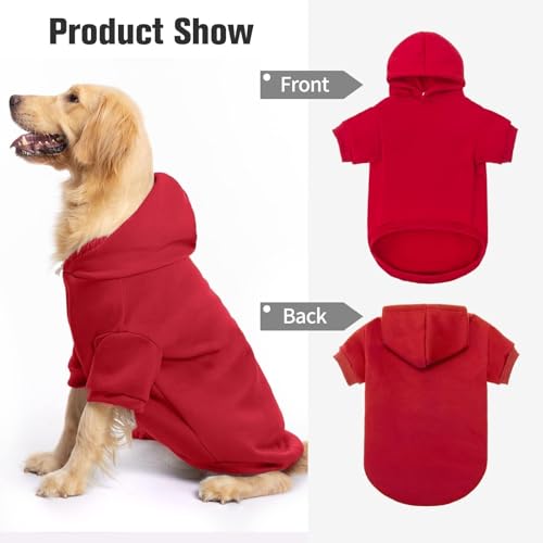 Dog Hoodie for Large Dogs (#2 Red(Plain) / X-Large (All Breed Sizes))