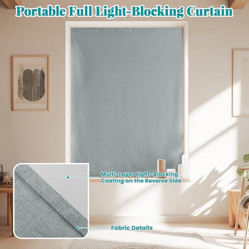 100% Blackout Self Adhesive Curtains (46"W x 60"L (Pack of 1) / Light Grey)
