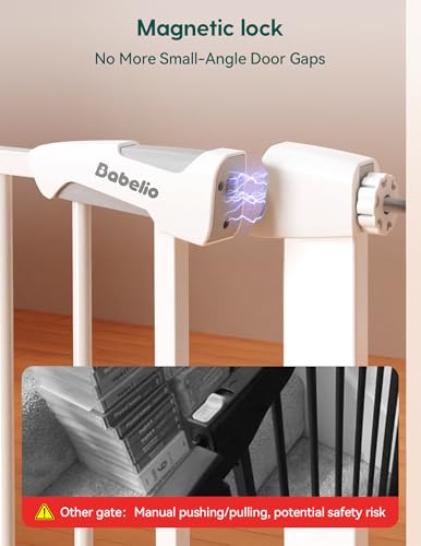 29 43" Magnetic Baby Gate for Stairs (White / 29-43" Wide, 30" Tall | Magnetic)
