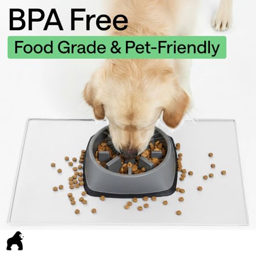 Dog Food Mat 100% Waterproof Silicone (White / 16"l X 10"w)