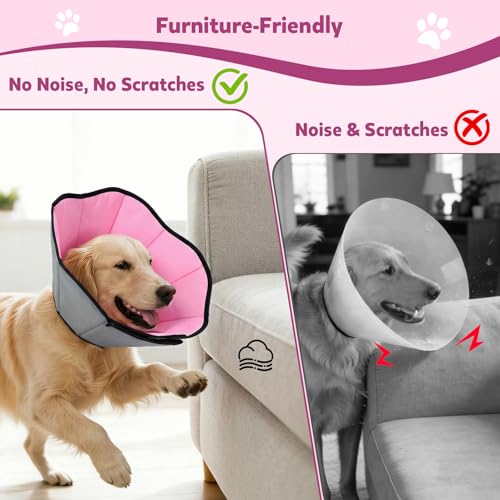 Soft Dog Cone Collar After Surgery (Pink / M(Neck:9.5"-12.7"/Depth:8.8"))