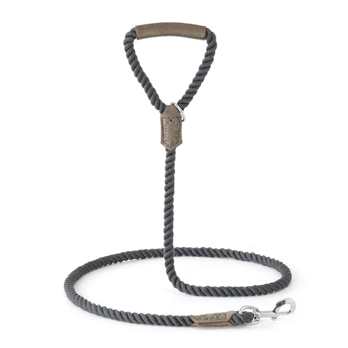 Dog Leash Braided Cotton Rope w (Blue-Gray / 72 Inch-1/2")