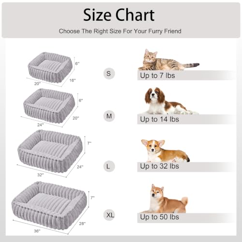 Orthopedic Large Dog Bed Calming Pet Sofa Bed 32''x24'' Grey (Grey / 32"L x 24"W x 7"Th)