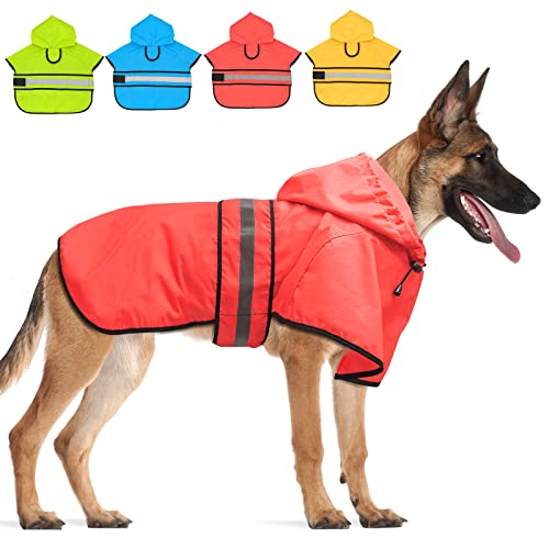 Dog Raincoat Hooded Poncho (Bright Red / X-Large)
