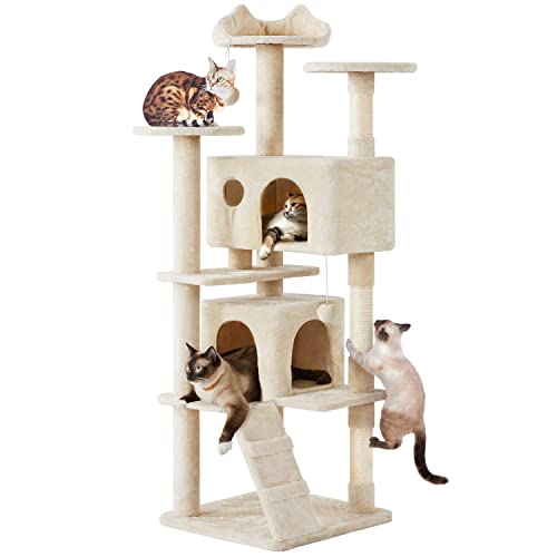 70in Multi Level Sturdy Cat Tree (Beige / 70in)