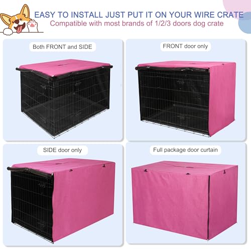 Dog Crate Cover (30.0"L x 19.0"W x 21.0"H / Pink)