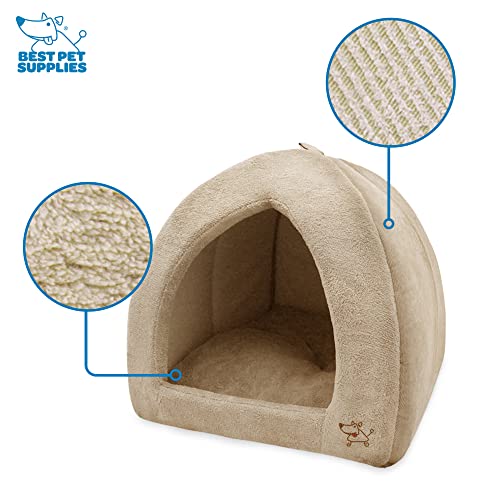 Cat Bed for Indoor Cat (Tan / 19" x 19" x H:19")