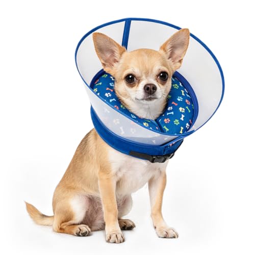 2-in-1 Inflatable Dog Cone Collar, Transparent Anti-Licking Shield with Detachable Soft Padding, Adjustable Elizabethan Collar for Small, Medium, Large Dogs and Cats ( S) (（S）)