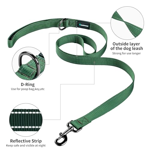 No Pull Dog Harness with Padded Handle+5 Ft Leash (L / Reflective-Green Set)