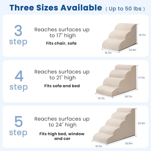 Dog Steps for Bed 17.7" H (Beige)