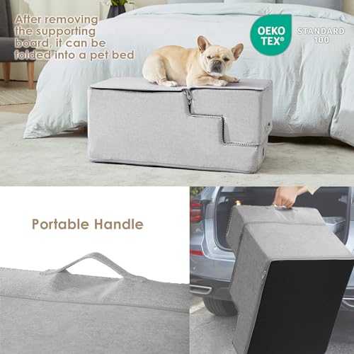 Dog Stairs for High Bed 22.5" H (Light Grey / Standard 15.7" x 30" x 22.5")
