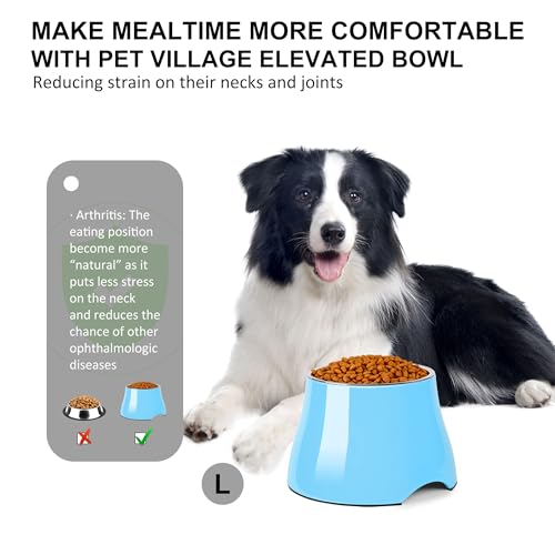 Dog Bowls Cone Friendly Non Slip Single Dog Bowl with Stainless Steel Inner (Large(3 Cups) / Aqua Blue)