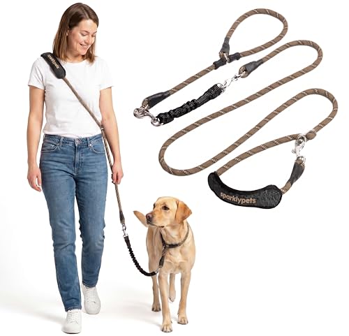 Bungee Rope Handsfree Leash for 1 Dog Medium & Large (Brown)