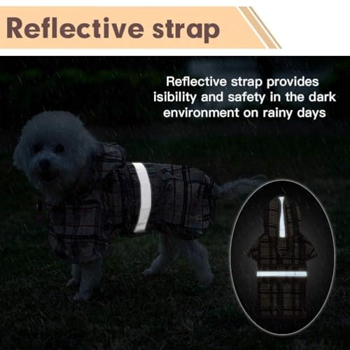 Dog Raincoats for Large Medium Dogs (L:35-60lbs / Plaid beige)