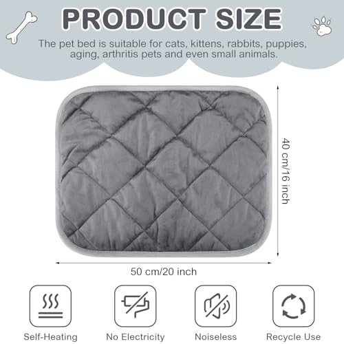 4 Pack Self Heating Cat Pad Self Warming Dog Mat Reflects Body Heat Extra Warm Thermal Pet Pad Washable Dog Cat Bed Crate Bed Mat Blanket (16 x 20 Inch / Gray)
