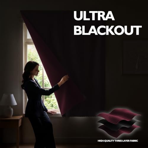 Blackout Curtains Adhesive (Burgundy / 47"W x 79"L (Pack of 1))