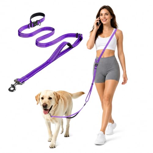 Hands Free Dog Leash by Kazazoo (Purple / L)