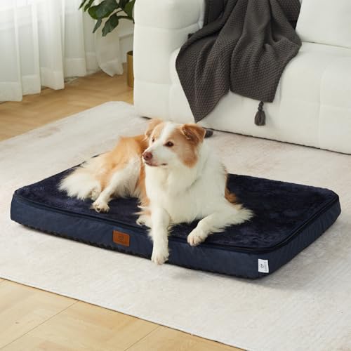 Memory Foam XL Dog Bed (41.0"L x 27.0"W x 4.0"Th / Navy Blue)
