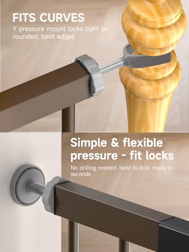 29.5 40.5" Baby Gate for Stairs (Brown / 29.5-40.5"W x 30"H)