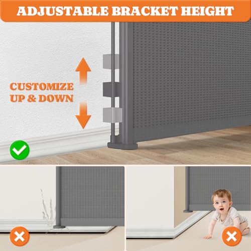 Retractable Baby Gates (Gray / 41" Tall x 71" Wide)