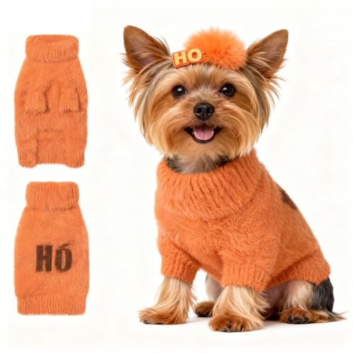 Small Dog Furry Pullover Sweater (F Orange(Order One Size Up) / Small)