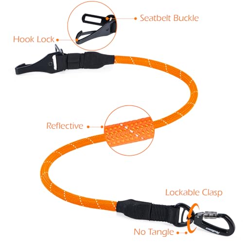 Dog Seat Belt for Car (Orange / 1 Pack)
