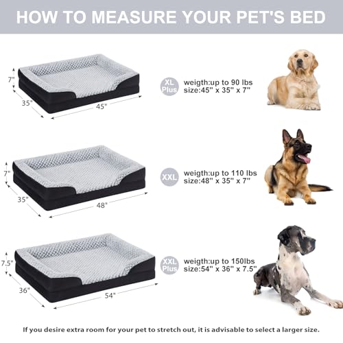 Orthopedic XXL Dog Bed (Black / 48"L x 35"W x 7.5"TH)