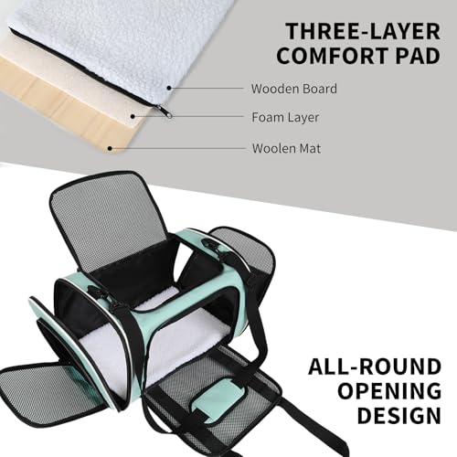 Cat Dog Carriers Soft (17.0"L x 11.0"W x 11.0"H / green)