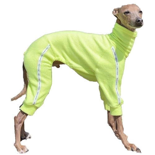 D Doggy Star Italian Greyhound Clothes Stretchy Towel Sports Onesie Outfit Whippet for Dog Coat (M / Towel Neon Yellow)