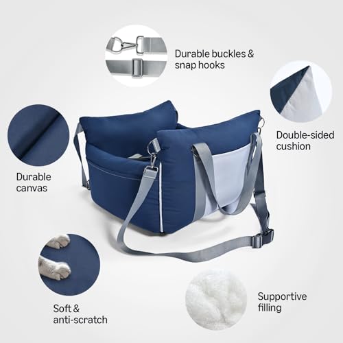 Dog Car Seat Pet Booster Car Seat for Small Medium Dogs (Blue)