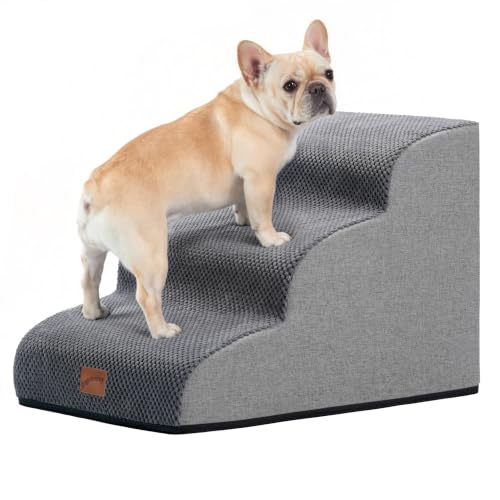 Dog Stairs for Small Dogs (Grey / 3-Step (22.4"D x 15.7"W x 15.7"H))