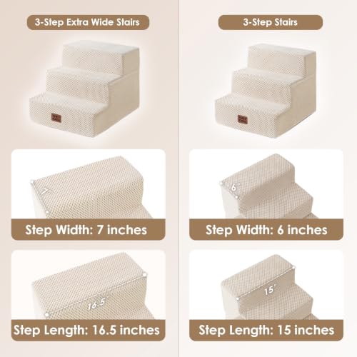 Dog Stairs 13.5" H (Beige / Extra Wide 16.5" x 21" x 13.5")