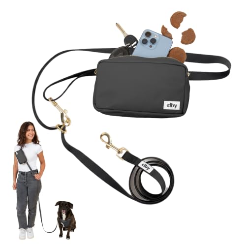 Hands Free Dog Leash with Treat Pouch (Black / 7.5ft)