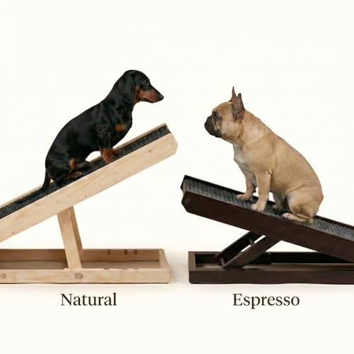 AlphaPaw Original Natural Wood PawRamp for Small & Large Dogs (Full Size Bed Height - 24" / Darkbrown)