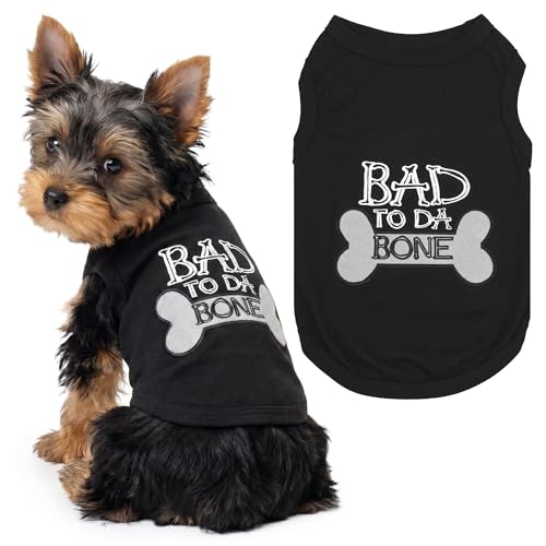 Dog Shirt 100% Cotton Shirts for Small Dogs (Extra Small / Bad to da Bone)