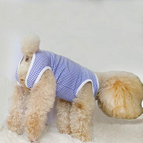 Dog’s Recovery Suit Post Surgery Shirt for Puppy (Large / blue white plaid)