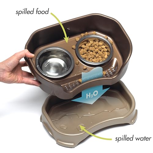 Neater Feeder Deluxe Mess Proof Dog Bowls Elevated for Medium Dogs 19 (Medium with Standard Bowl / Bronze)