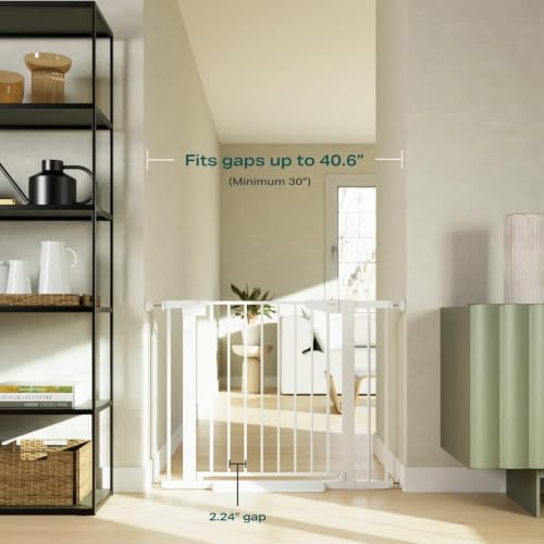 2 Pack 30 40.6 in Baby Gate for Stairs and Doorways (White / 30-40.6"W x 30.5"H (2 Pack ))