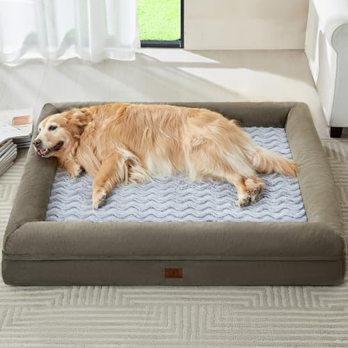 XXXL Big Large Orthopedic for Senior Dog Bed Comfy Sleeping (Dark Green / XXX-L (53x43x7.5in))