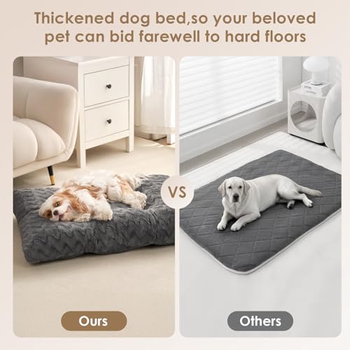 Washable Large Dog Bed for Crate (Charcoal / 35" x 23"x 3.5")