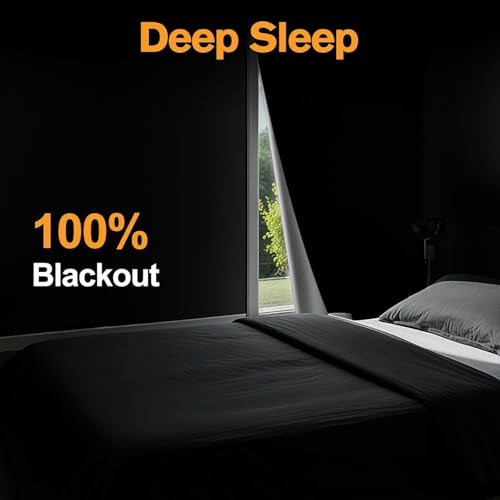 100% Blackout Curtains for Bedroom (Black / 57"W x 39"H)