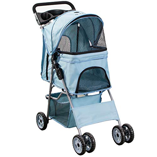 Four Wheel Pet Stroller (Blue)