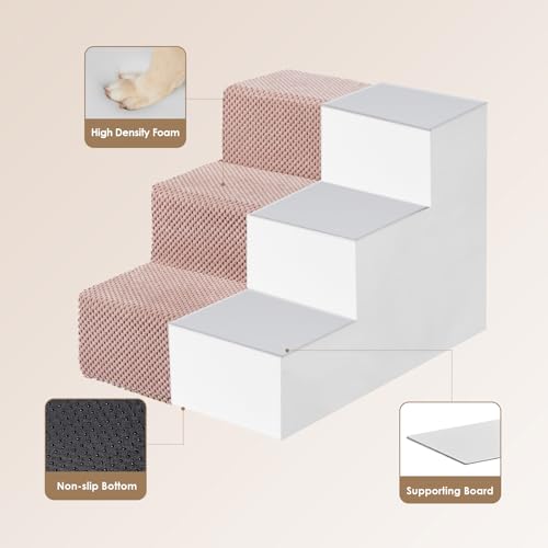 Dog Stairs for Small Dogs 13.5" H (Pink / Standard 15" x 18" x 13.5")