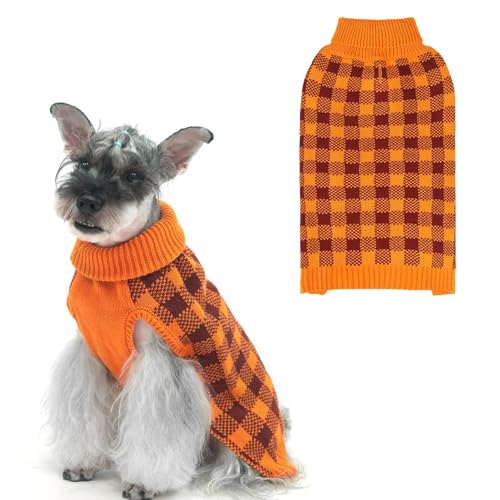 Dog Sweaters for Large Medium Small Dogs (XS - Chest 15", Back 10" / Orange)