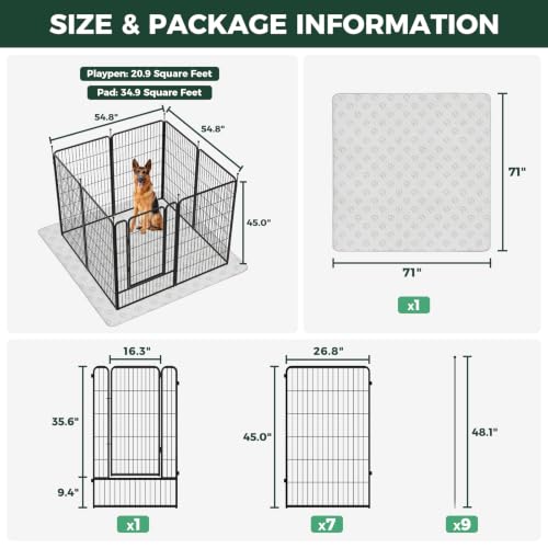 Rollick Dog Playpen with Washable Pee Pad (Black / 45"H)