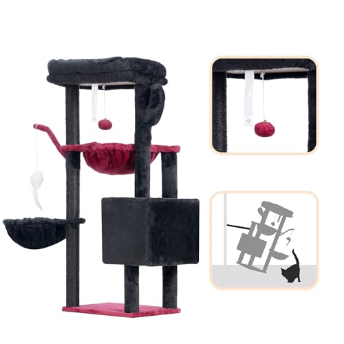 Cat Tree 40" Tower with All (Black and Red / 39.4 inch)