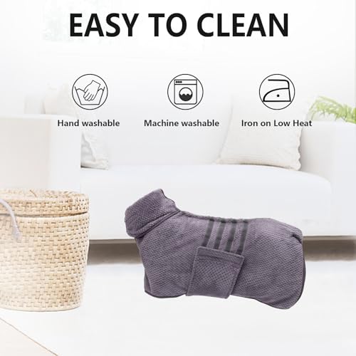Dog Bathrobe Towel Dog Drying Coat (Medium / Gray(Pineapple grid))