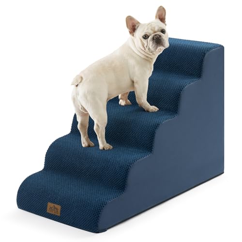 Wide Dog Stair for Small Dog 22.6" H (Navy Blue / Wide:17.7"x33"x22.6")