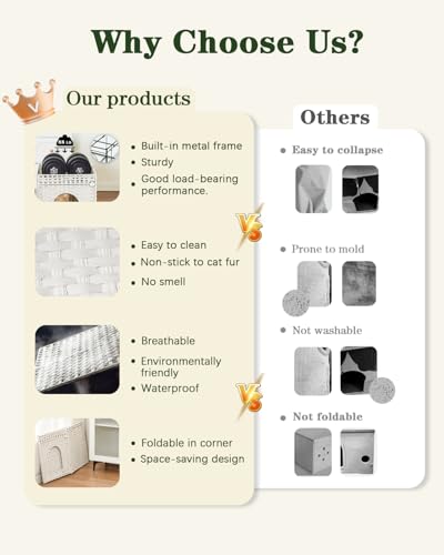 Cat Houses for Indoor Cats Extra Large Double Cat Cave (White / Rectangle-XL)
