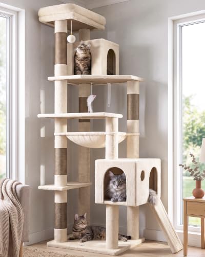 F70 Pro Heavy Duty Cat Tree Tower for Indoor Cats Large Adult (70inch / Beige)